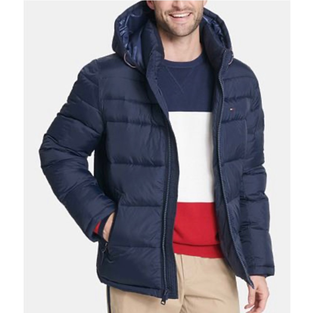 TOMMY HILFIGER HOODED QUILTED PUFFER JACKET/COAT